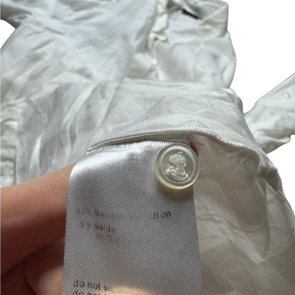 👚 AKRIS Oversized Sheer Plaid Button-Down Shirt White Size 12 👚 - Picture 7 of 7